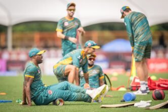 Global T20: Vancouver Knights players warm up.